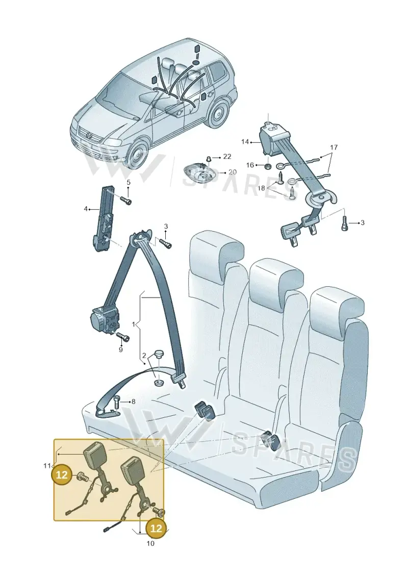 N98952001 — Volkswagen Touran 2,0 BlueMotion (2015-2024) diagram 869857700, position 12