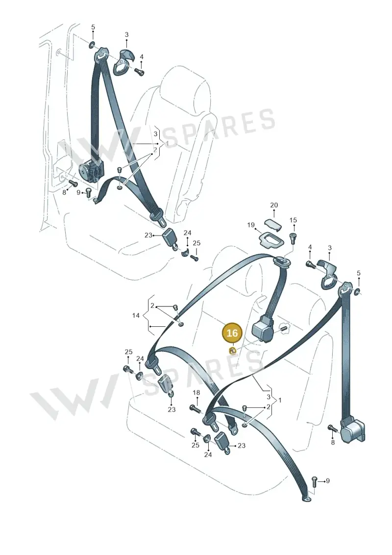N98990902 — Volkswagen Caddy kombi (2015-2020) diagram 866857700, position 16