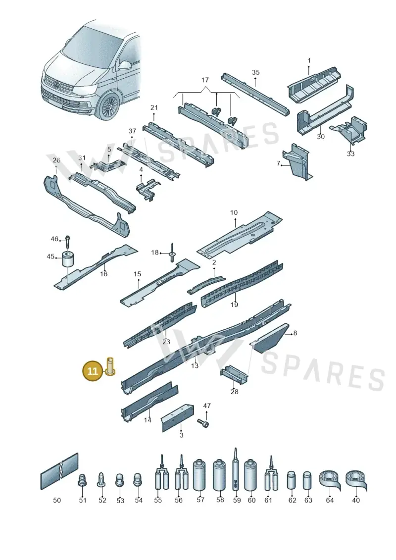 WHT000095 — Volkswagen Transport. multivan (2019-2024) diagram 861803400, position 11