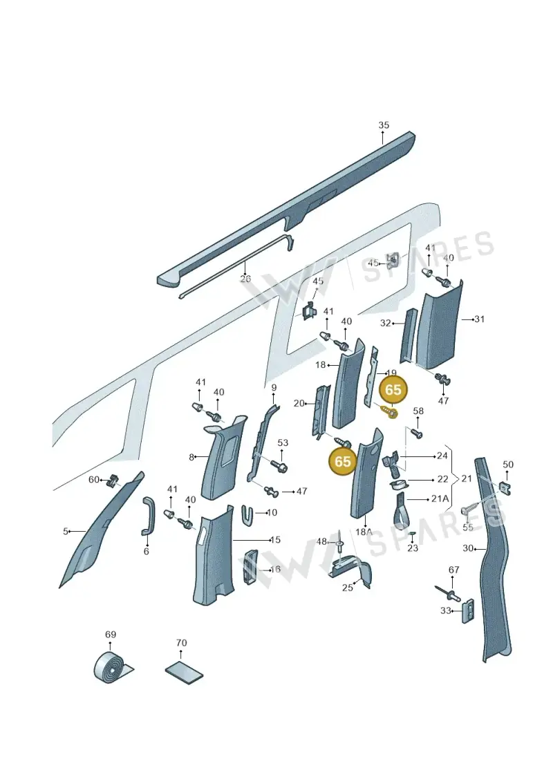 WHT000148 — Volkswagen Transp. caravelle (2009-2011) diagram 452867700, position 65