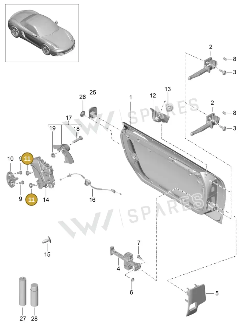 WHT000439 — Porsche Boxster (2012-2016) diagram p39804000, position 11