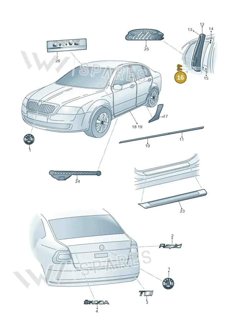WHT000485 — Skoda Rapid (2012-2022) diagram 740853000, position 16