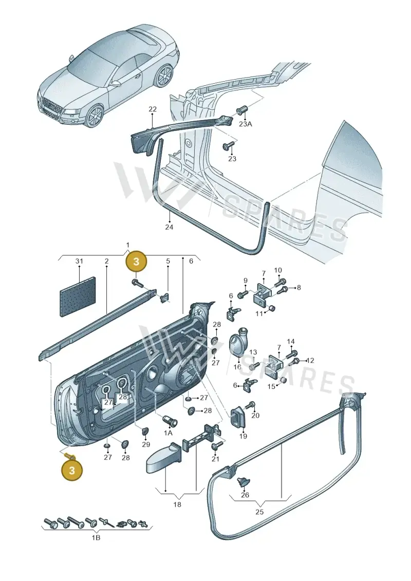 WHT000716A — Audi A5 Cabrio 2.0 (2008-2012) diagram 670831100, position 3