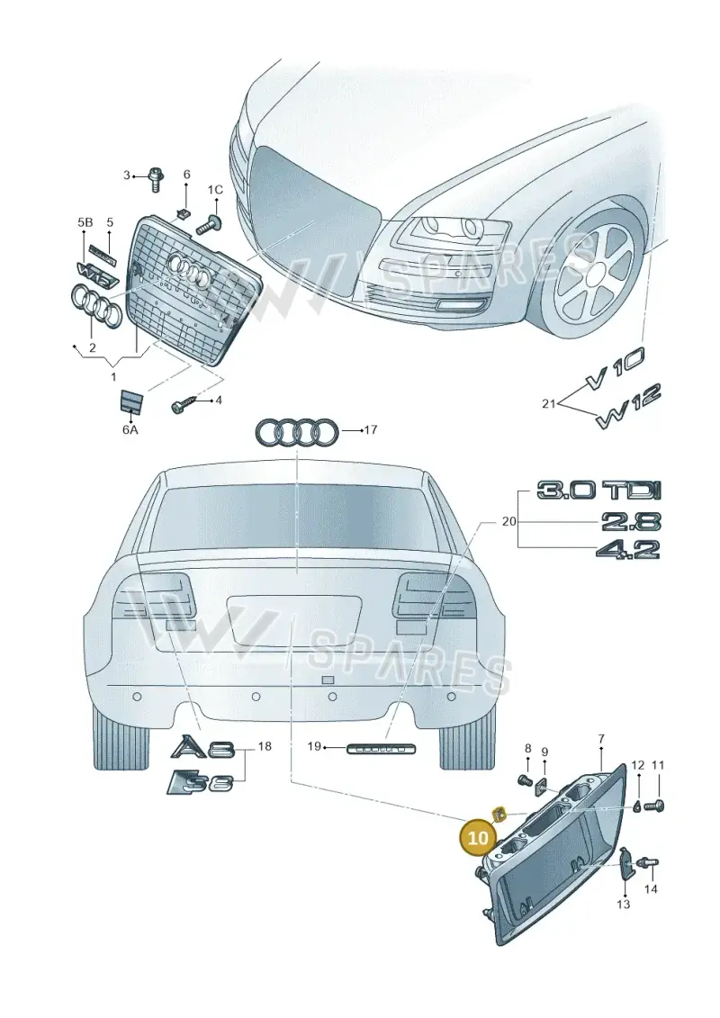 WHT000821 — Audi A8/S8/qu. lang    08> (2007-) diagram 635853300, position 10