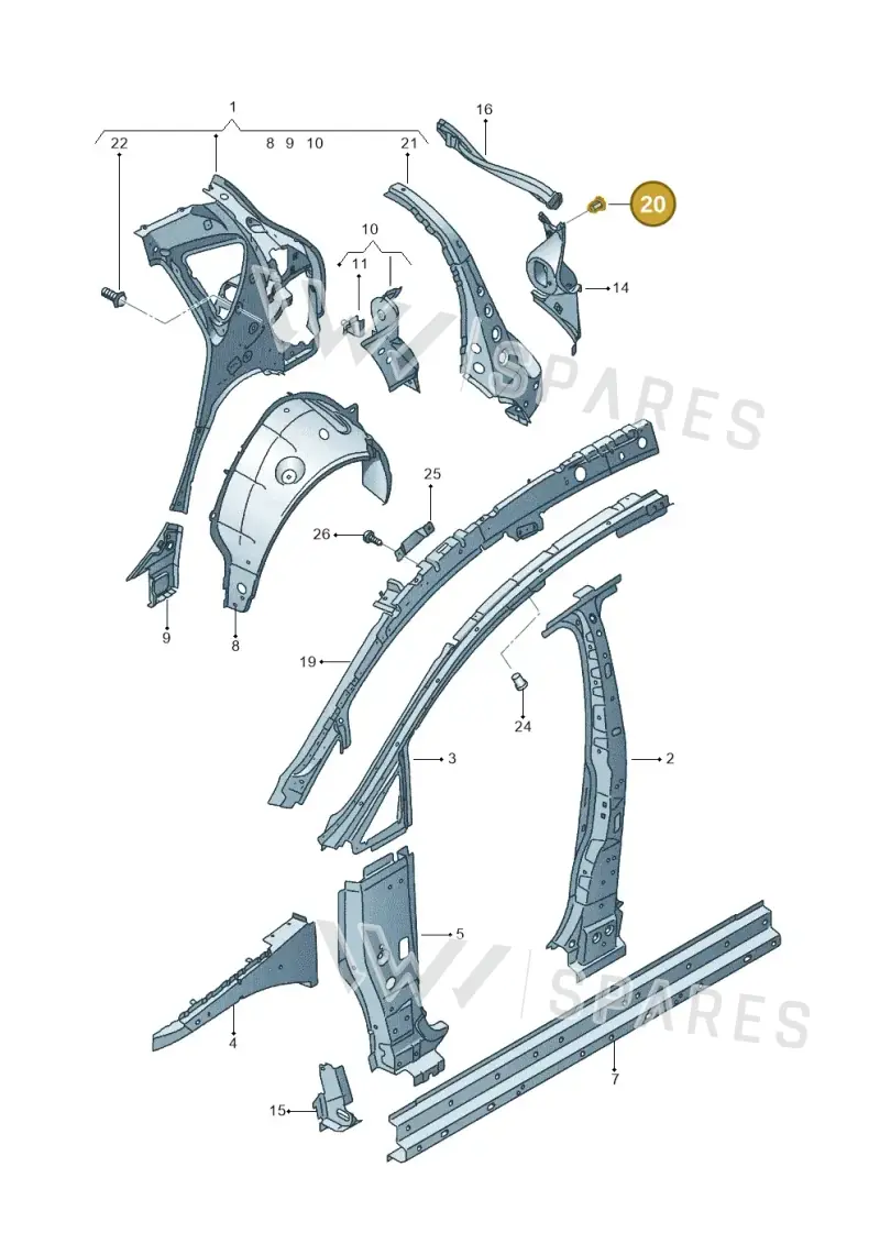 WHT000873 — SEAT Leon Stylance (2010-2012) diagram 456809000, position 20