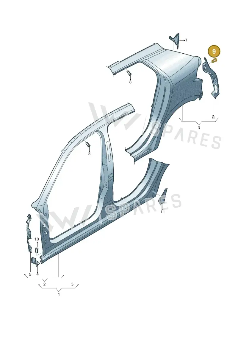 WHT000873 — Audi A1 Sportback (2018-2025) diagram 592809500, position 9