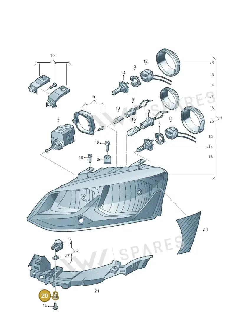 WHT001164 — Volkswagen Polo 1.4 BlueMotion (2014-2017) diagram 773941100, position 20