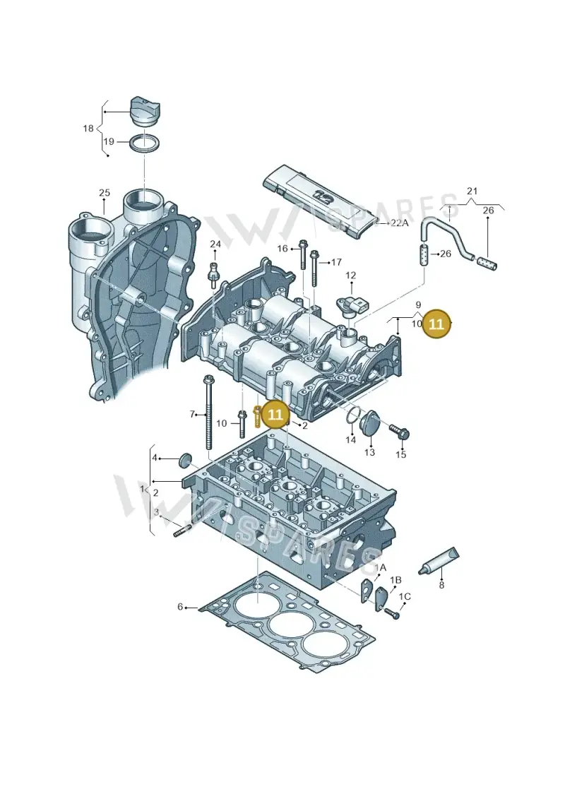 WHT001302 — Volkswagen Ameo 1,0 (2016-2020) diagram 883103350, position 11
