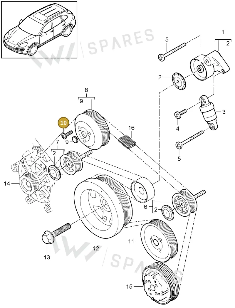 WHT001702 — Porsche Cayenne (2010-2018) diagram p37102080, position 10
