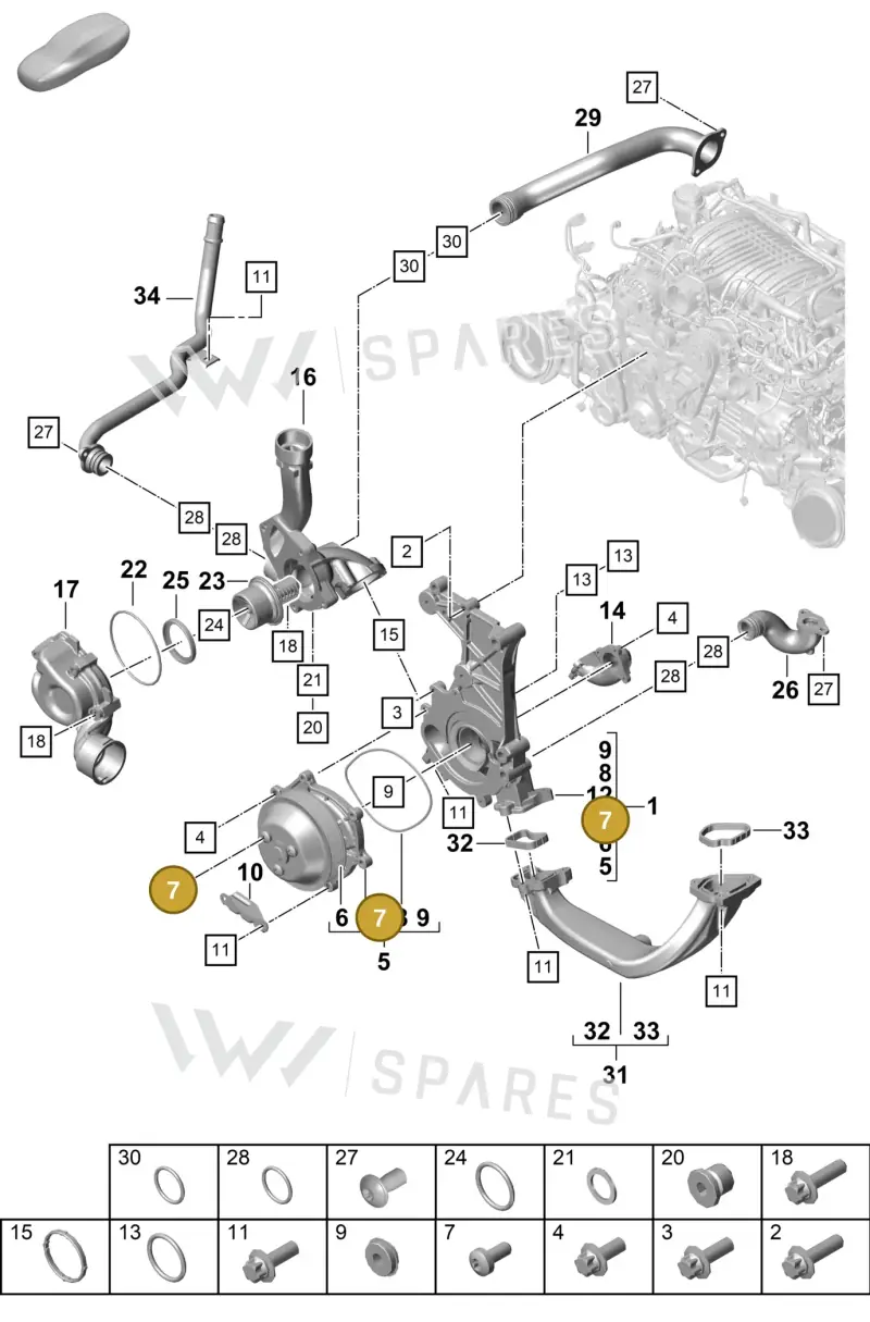 WHT001702 — Porsche Boxster Spyder (2019-2020) diagram p55105005, position 7