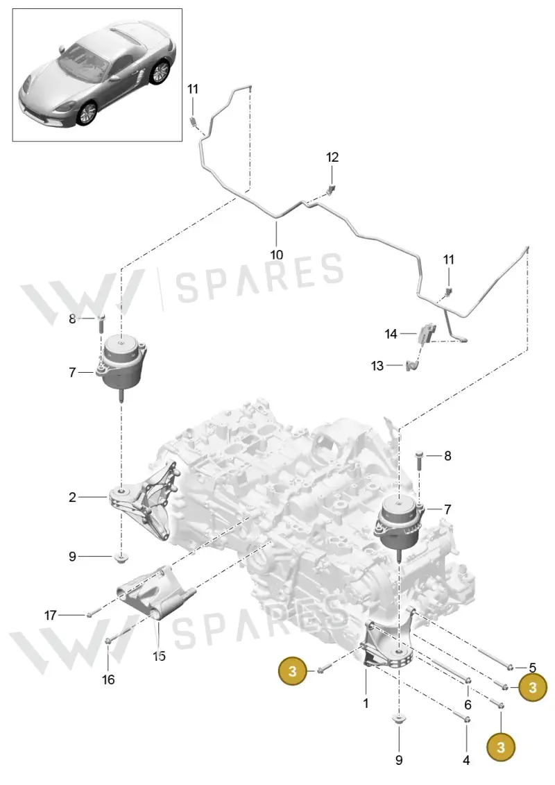 WHT001703 — Porsche Boxster (2016-2019) diagram p48109000, position 3