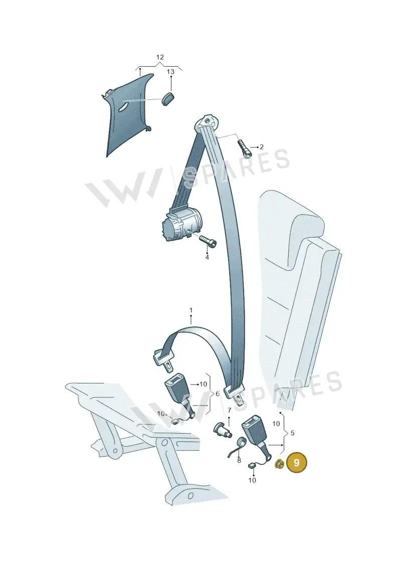 WHT002005 — Volkswagen Sharan BlueMotion (2015-2022) diagram 689857750, position 9