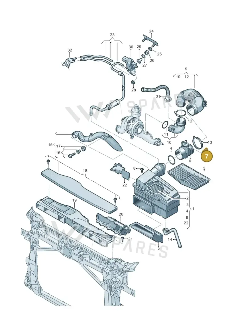 WHT002087 — Volkswagen Golf 2.0 BlueMotion (2019-2024) diagram 2ka129302, position 7