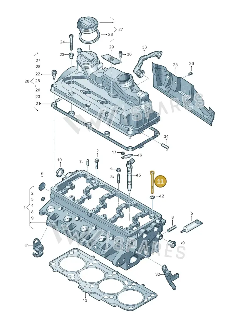WHT002131A — Volkswagen DIES.-IND.-MOT.1,9>2,0 08> (2007-) diagram 634103600, position 11