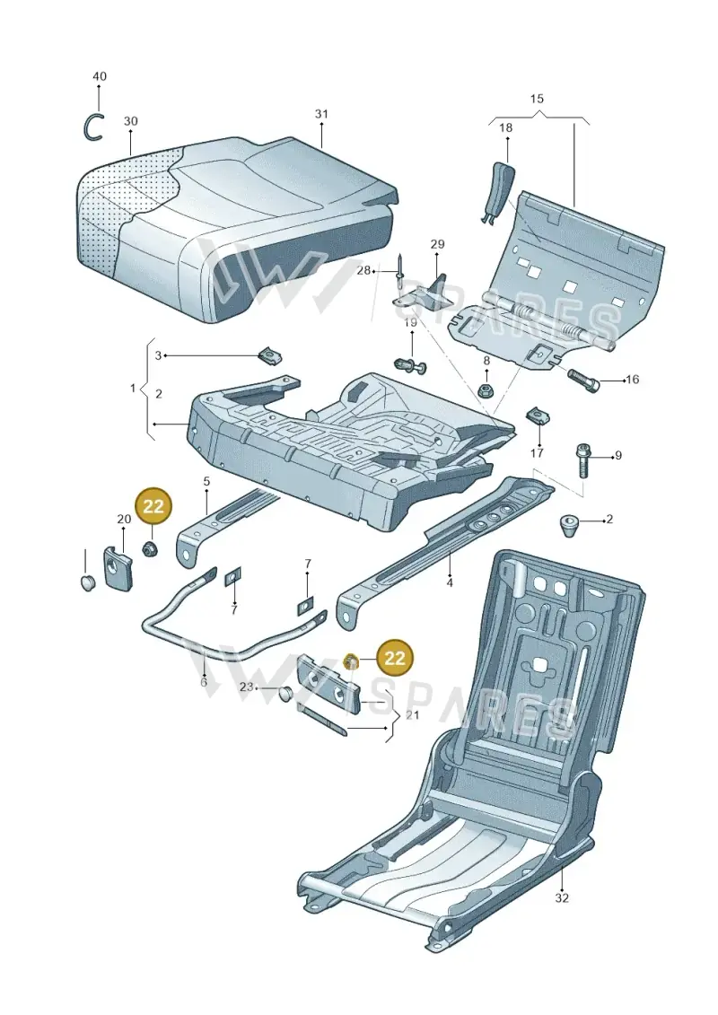 WHT002462 — Volkswagen Tiguan (2009-2019) diagram 688885200, position 22