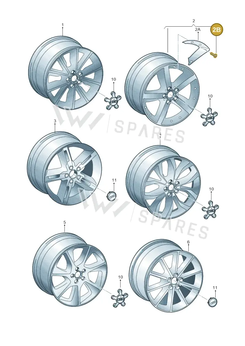 WHT002588 — Audi A1 Sportback (2010-2015) diagram 708601700, position 2B