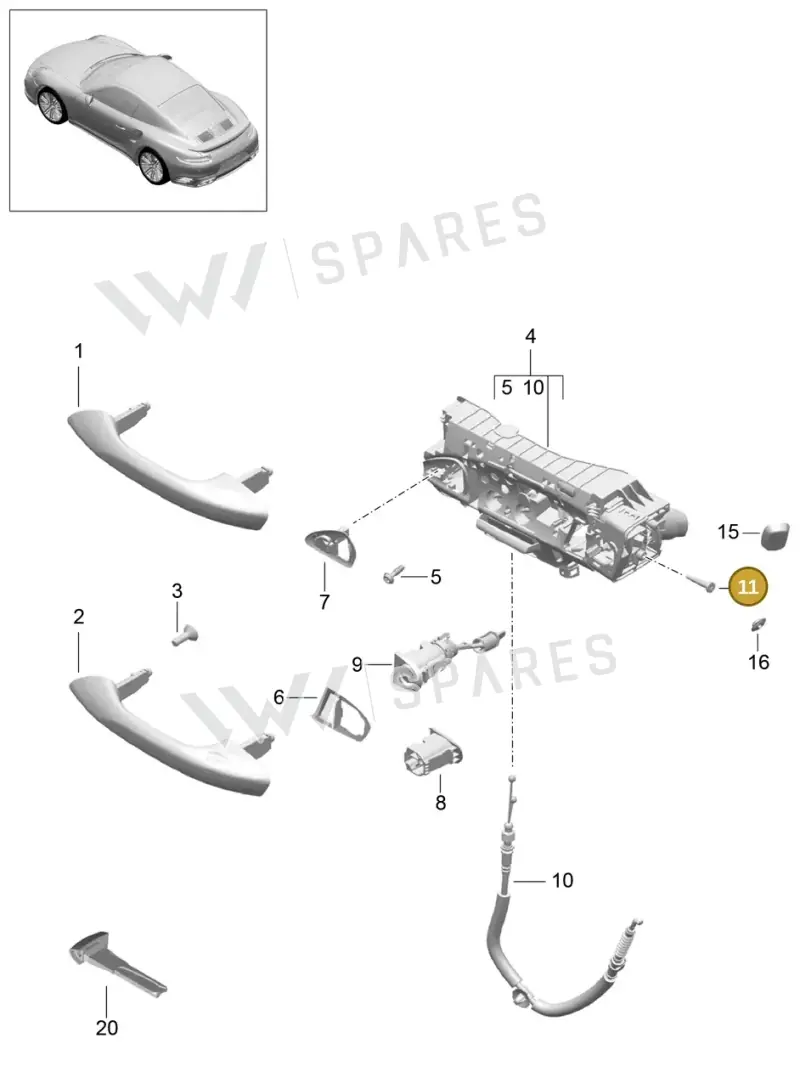 WHT002684 — Porsche GT2 RS Clubsport (2013-2020) diagram p42804022, position 11