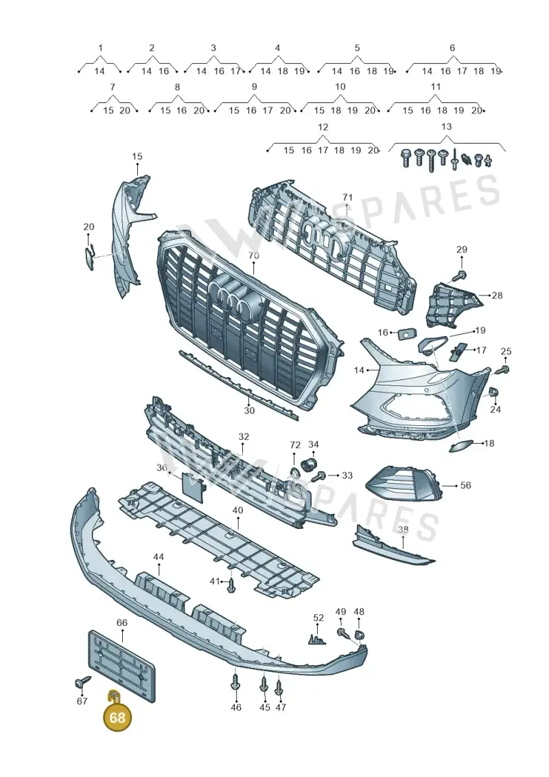 WHT003200 — Audi Q3 (2018-2025) diagram 597807100, position 68