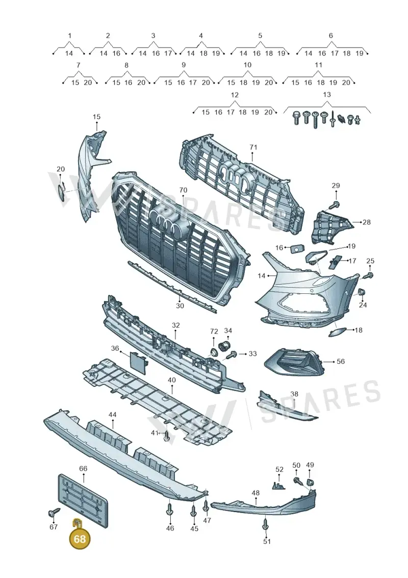 WHT003200 — Audi Q3 (2018-2025) diagram 597807200, position 68
