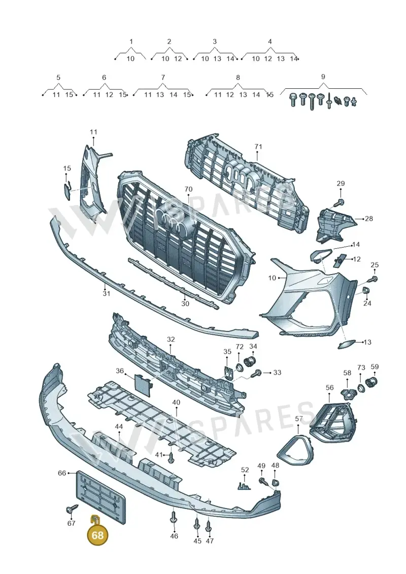 WHT003200 — Audi Q3 (2018-2025) diagram 597807300, position 68