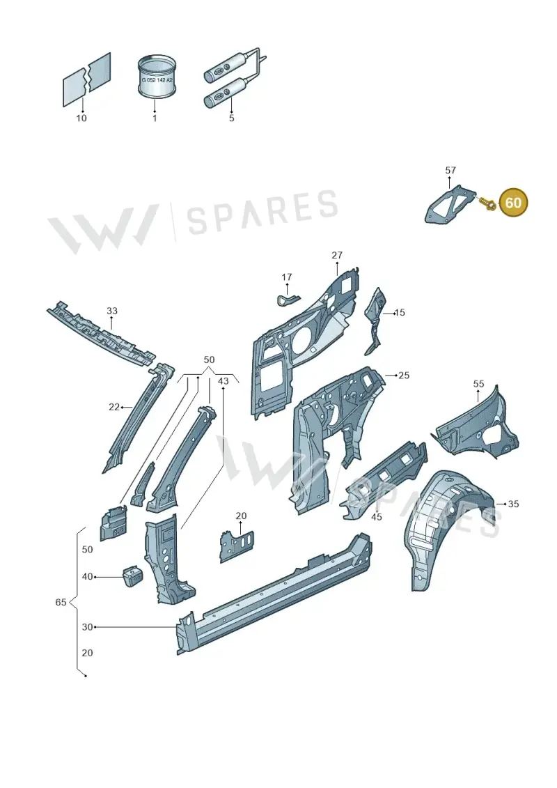 WHT003329 — Volkswagen Golf Cabriolet (2011-2016) diagram 718809000, position 60