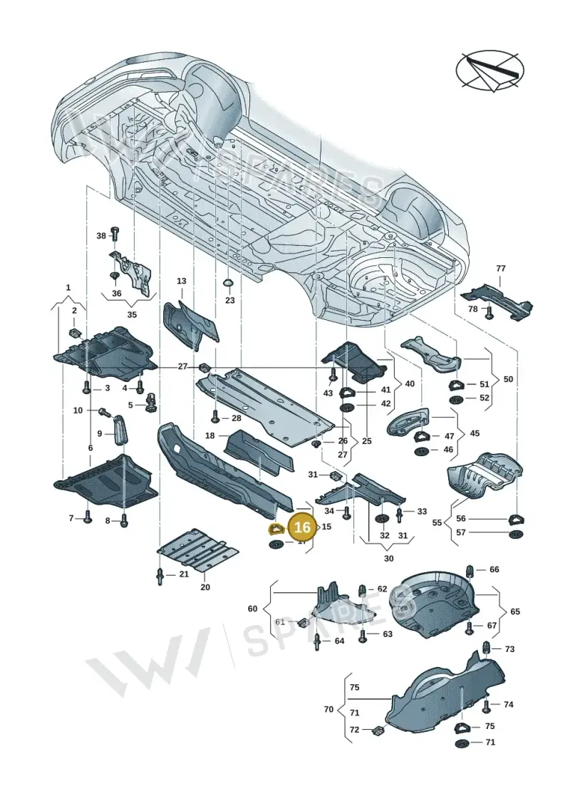 WHT003386 — Volkswagen Passat estate (2023-) diagram 3j0825000, position 16