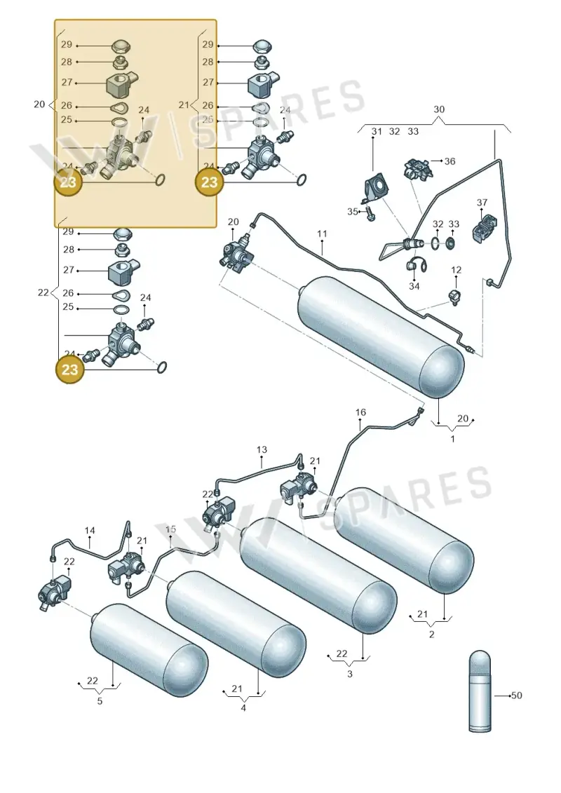 WHT003419A — Volkswagen Caddy Maxi Kombi (2020-2024) diagram 2ka201005, position 23