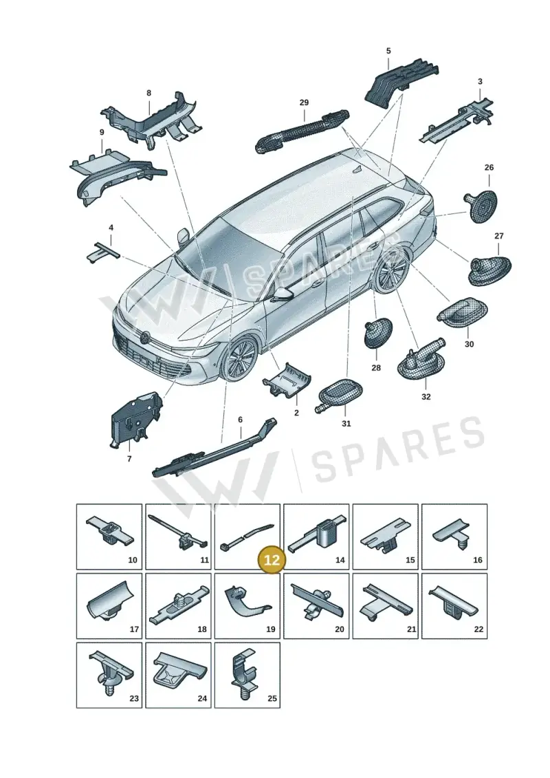 WHT003421 — Volkswagen Passat estate (2023-) diagram 3j0972001, position 12