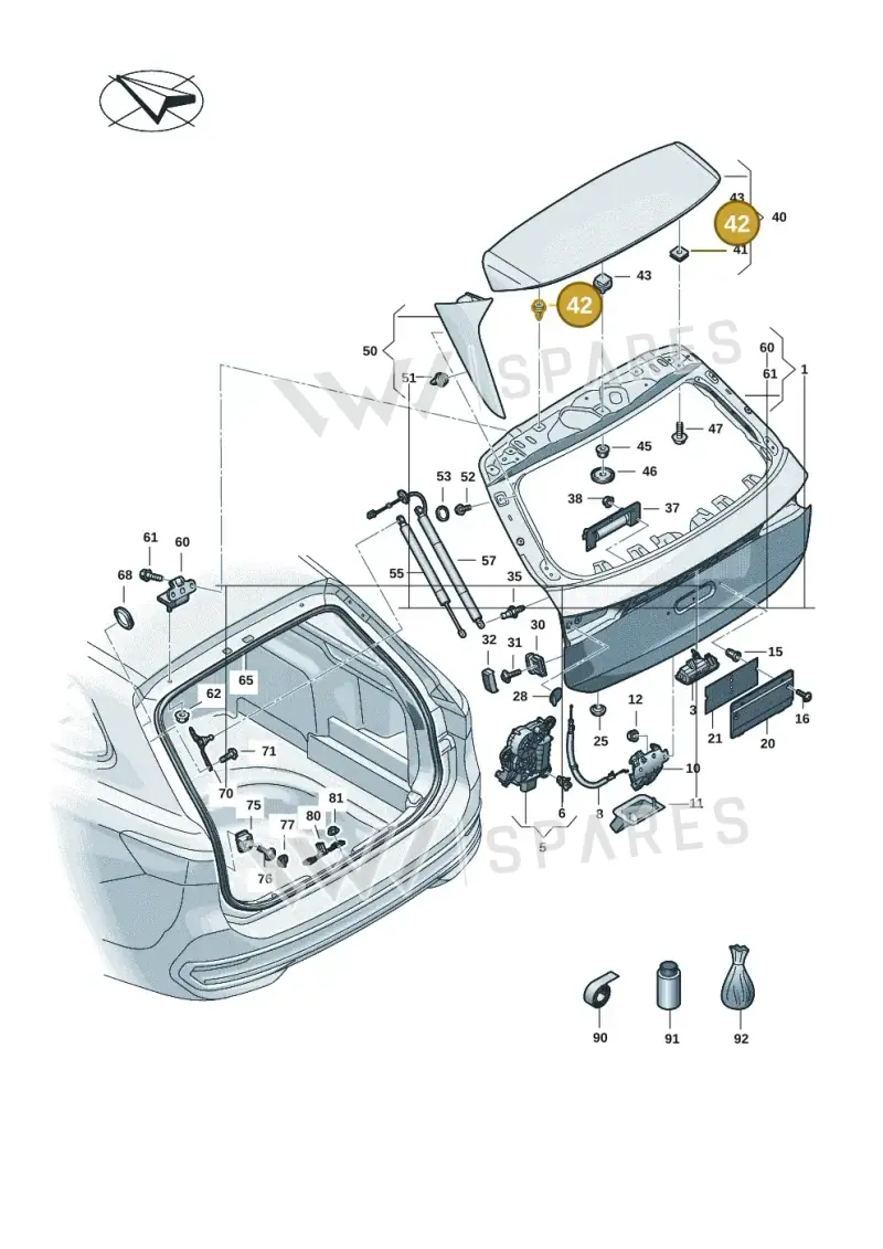 WHT003736 — Volkswagen Passat estate (2023-) diagram 3j0827000, position 42