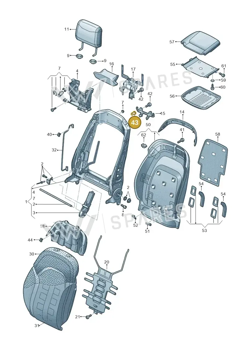 WHT003794 — Audi A8L qu. 3.0 TDI (2009-2014) diagram 696881540, position 43