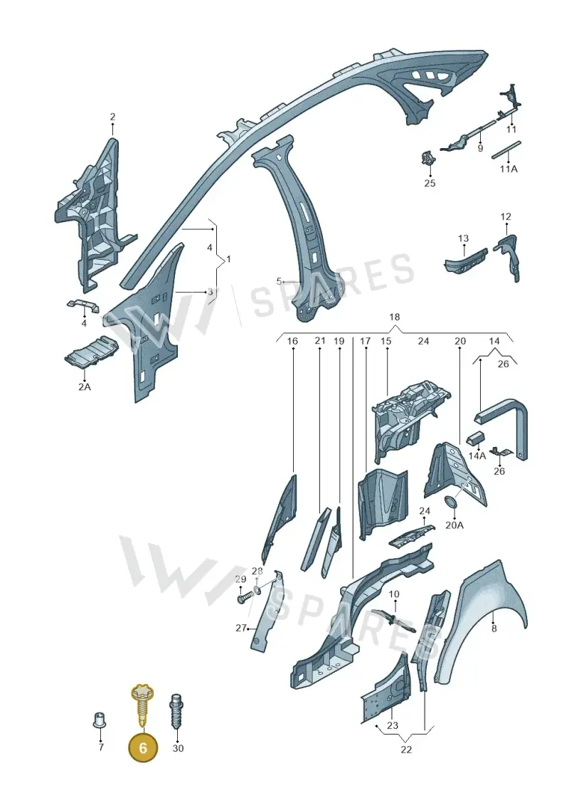 WHT003873 — Audi A8 (2013-2018) diagram 696809000, position 6
