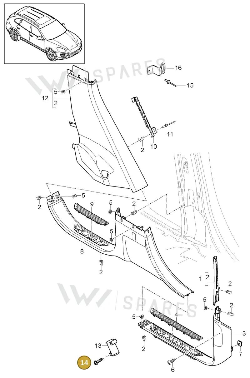 WHT004083 — Porsche Cayenne (2010-2018) diagram p37807025, position 14