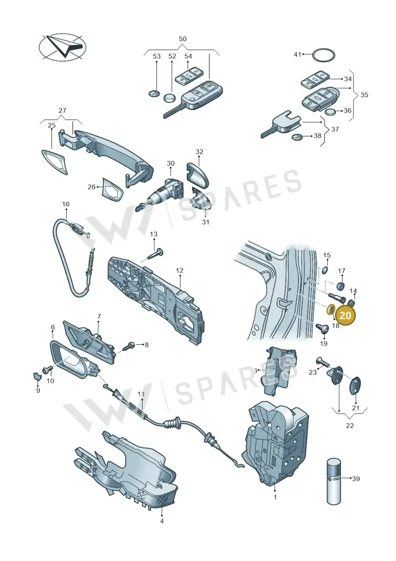 WHT004084 — Volkswagen Scirocco 2.0 (2014-2017) diagram 651837000, position 20