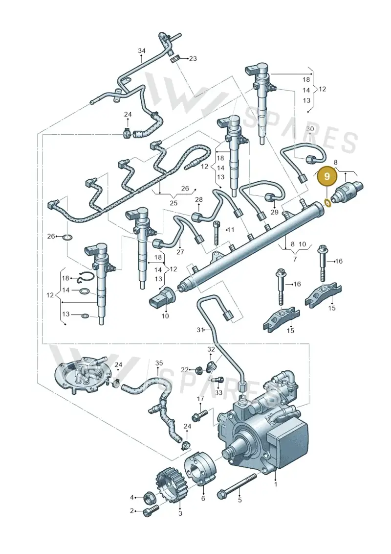 WHT004740 — Volkswagen Jetta (2014-2017) diagram 649130300, position 9