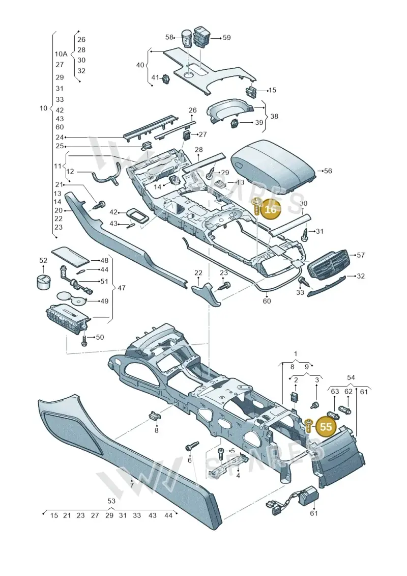 WHT005337 — Audi A8 (2013-2018) diagram 696863500, position 16+55
