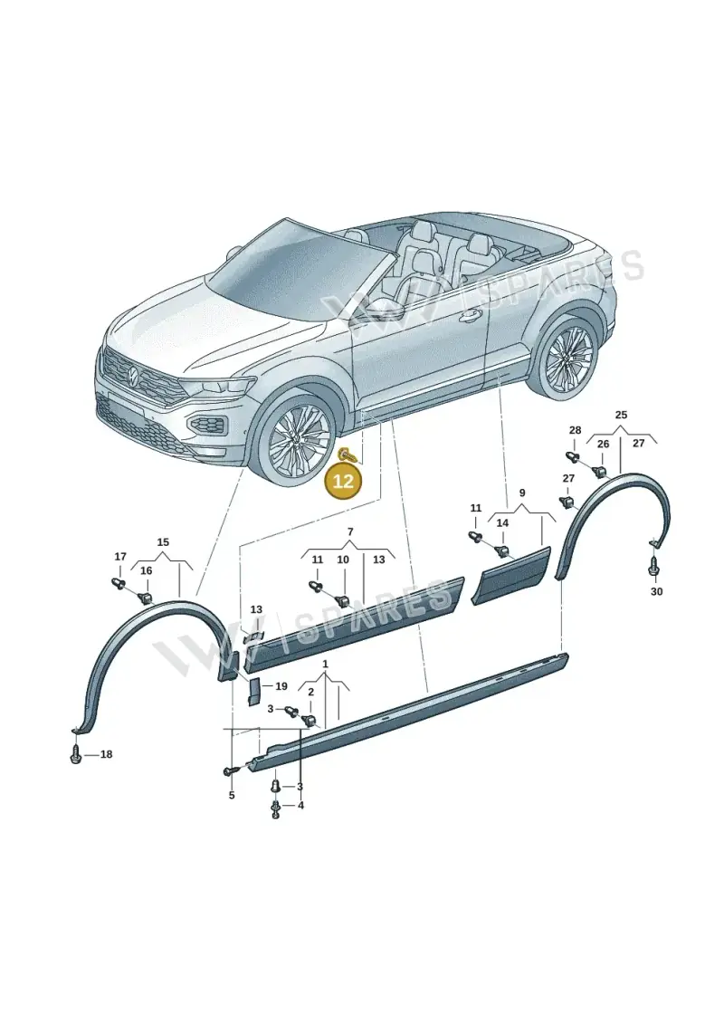 WHT005348 — Volkswagen T-Roc convertible 1.5 (2019-2024) diagram 2gk853040, position 12
