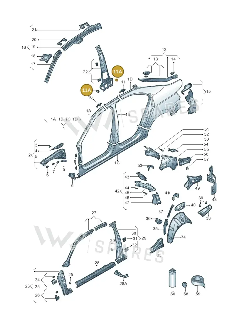 WHT005533 — Skoda Superb Combi (2015-2024) diagram 851809030, position 11A