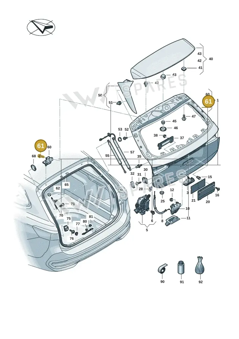 WHT005609 — Volkswagen Passat estate (2023-) diagram 3j0827000, position 61