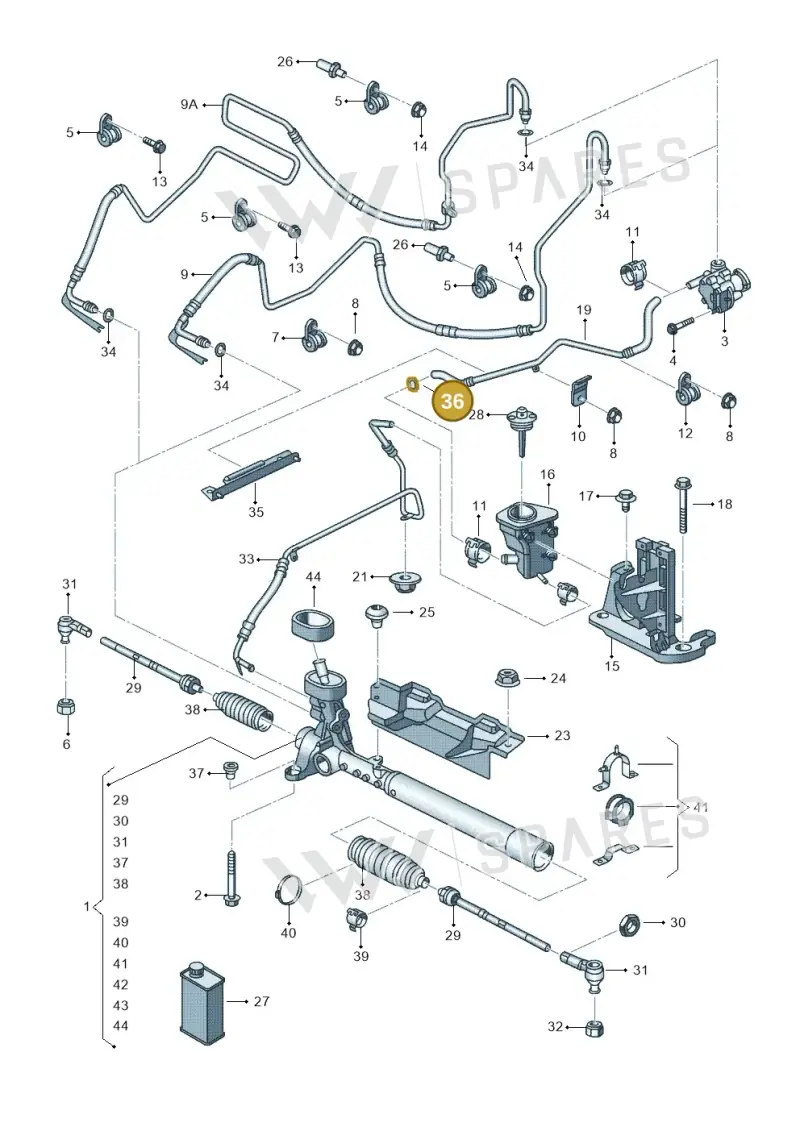 WHT006102 — Volkswagen Jetta (2010-2014) diagram 692422100, position 36