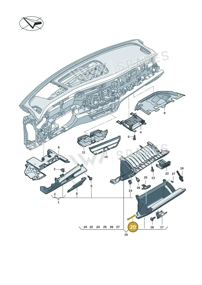 WHT006192 — Volkswagen Passat estate (2023-) diagram 3j0857200, position 20