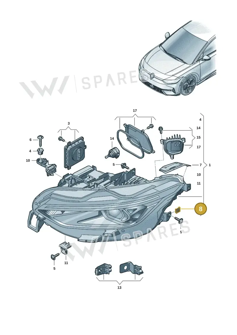 WHT006406 — Volkswagen ID.7 Limousine Pro (2023-) diagram 14b941010, position 8
