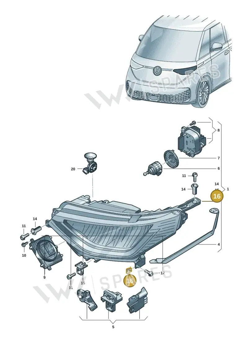 WHT006406 — Volkswagen ID.Buzz (2022-) diagram 15a941010, position 16