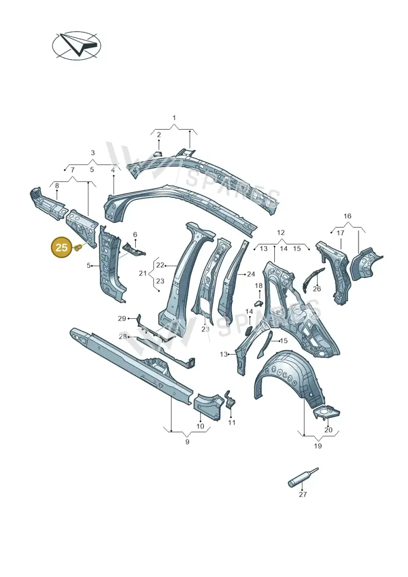 WHT006772A — Audi A3 Sportback (2019-2025) diagram 596809000, position 25