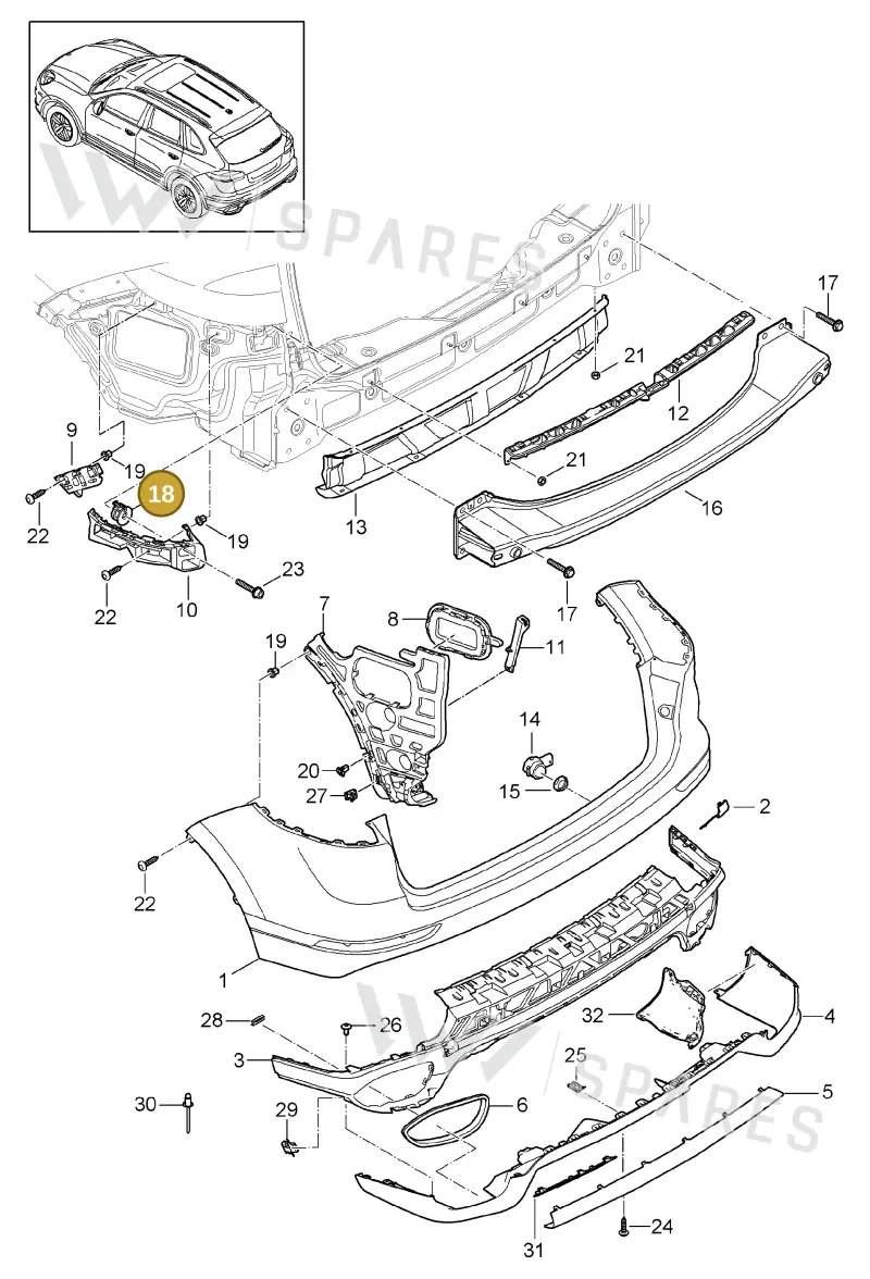 WHT006897 — Porsche Cayenne (2010-2018) diagram p37802060, position 18