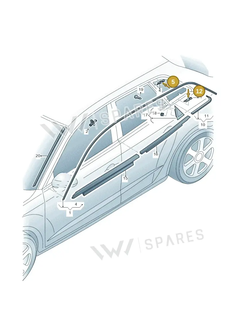 WHT006918 — Audi RS3 Sportback (2015-2016) diagram 858853100, position 5+12