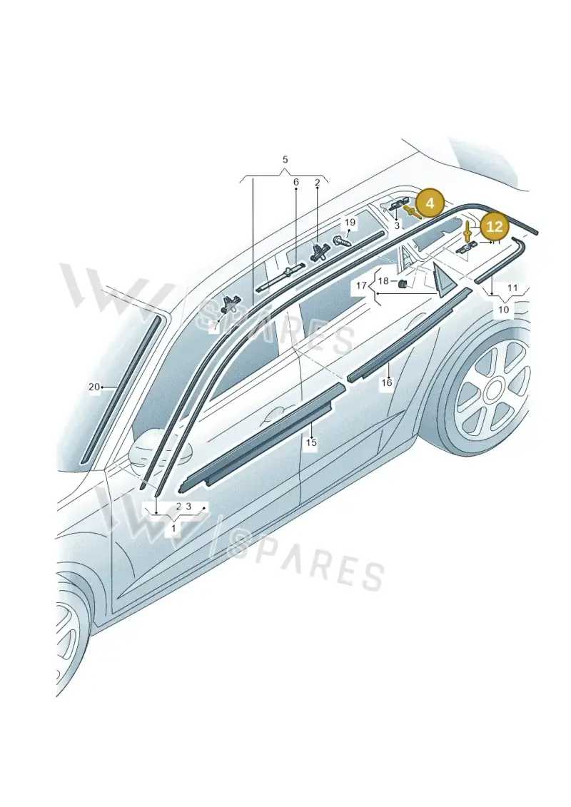 WHT006918 — Audi A3 Sportback (2016-2020) diagram 890853250, position 4+12