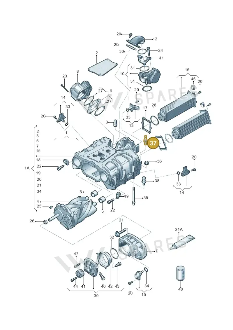 WHT007154 — Audi A6 1.8 (2015-2019) diagram 887145030, position 37