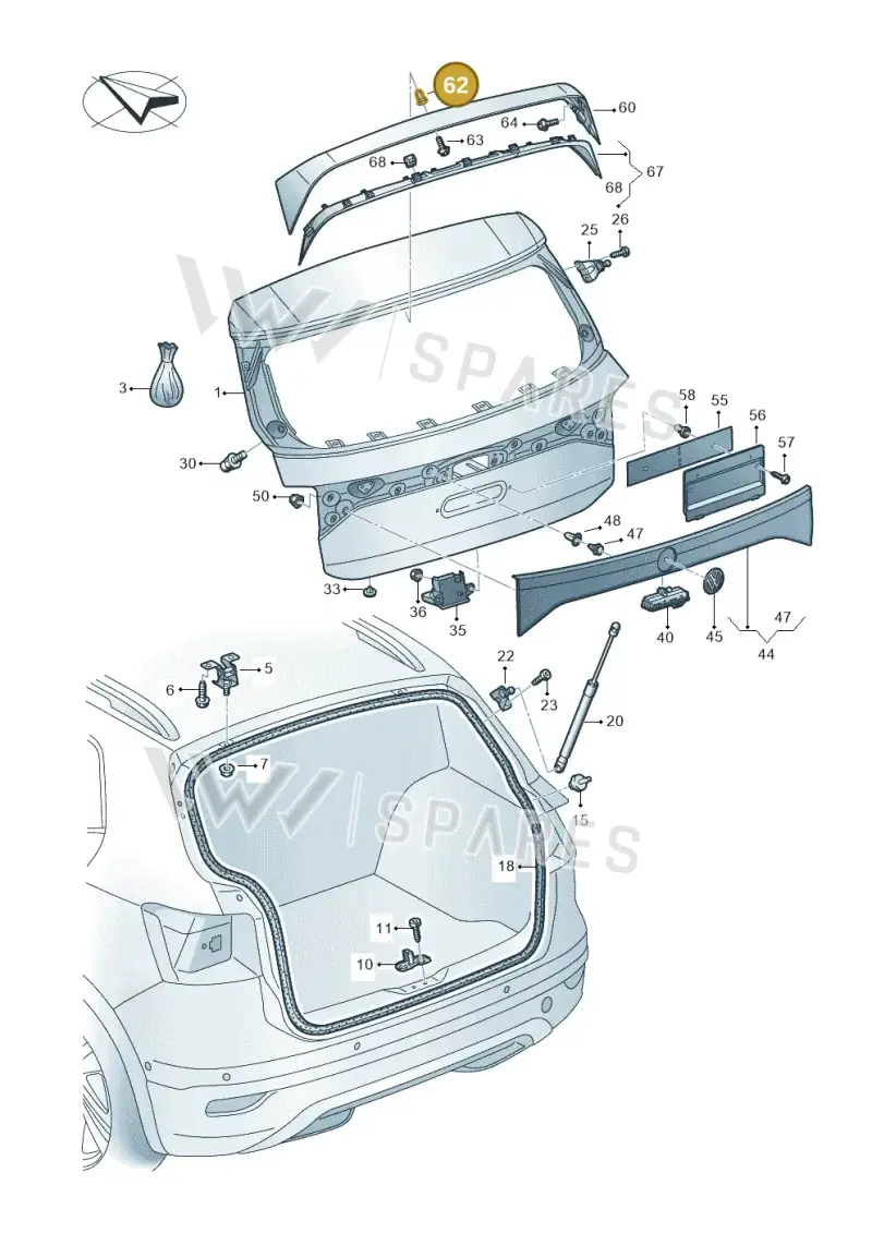 WHT007341 — Volkswagen T-Cross 1,0 (2018-2024) diagram 587827000, position 62