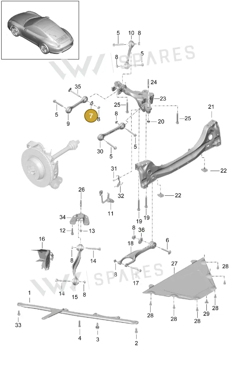WHT007492 — Porsche 991 Carrera 4 (2011-2016) diagram p38501001, position 7
