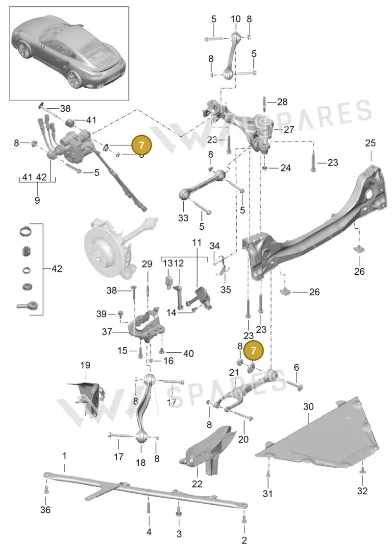 WHT007492 — Porsche GT2 RS Clubsport (2013-2020) diagram p42501001, position 7